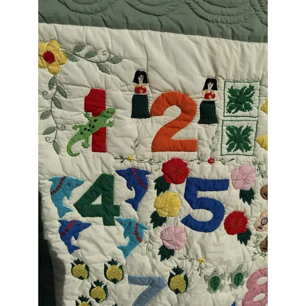 Hawaiian 1 to 10 Counting Baby Hawaiian Quilt Hula Turtles Ukuleles